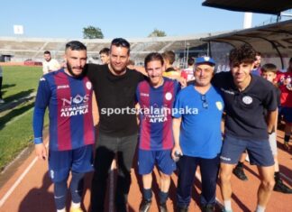 Καλαμπακιώτες φίλαθλοι στον αγώνα του ΑΟ Τρίκαλα με την ΑΕ Κιλελέρ