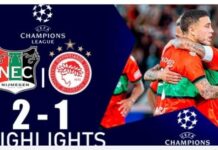 Champions League: ο Ολυμπιακός αν και προηγήθηκε, ηττήθηκε 2-1 από την Ναϊμέγκεν στην παράταση