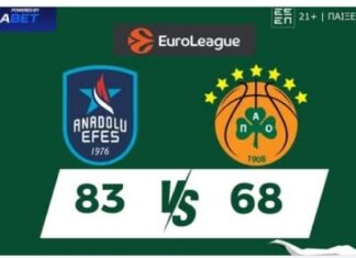 Euroleague: ο Παναθηναϊκός ηττήθηκε 83-68 από την Εφές Ανατολού